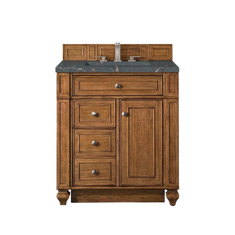 James Martin Bristol 30" Single Vanity Saddle Brown With Parisien Bleu Silestone Top