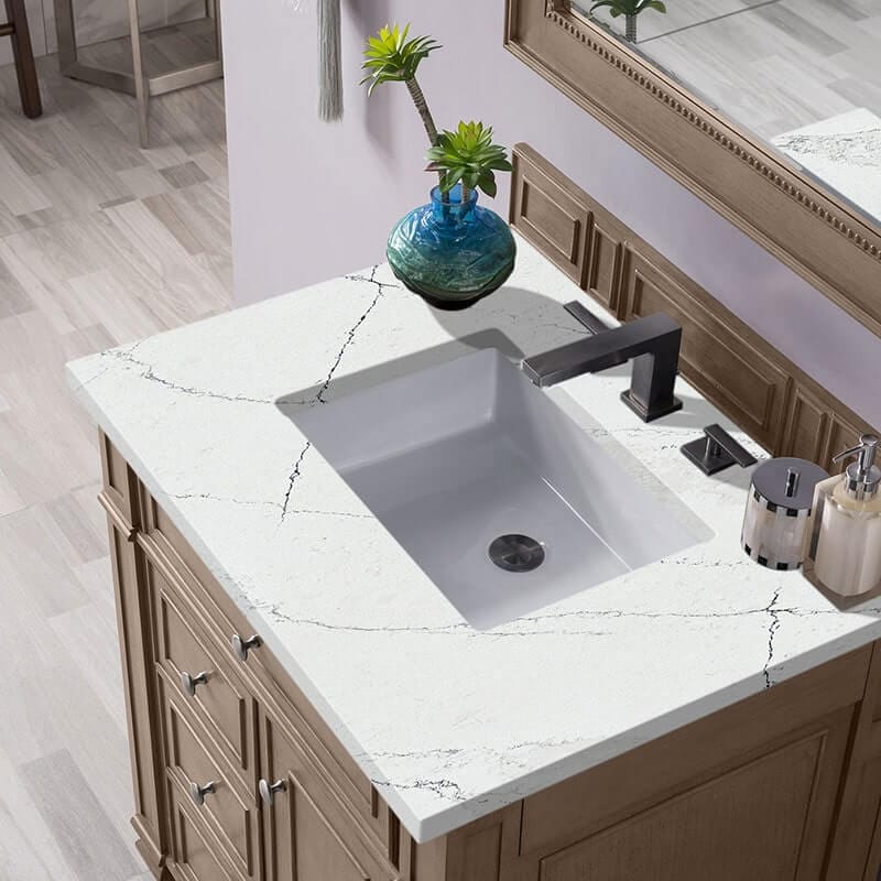 James Martin Bristol 30" Single Vanity Whitewashed Walnut With Ethereal Noctis Silestone Top