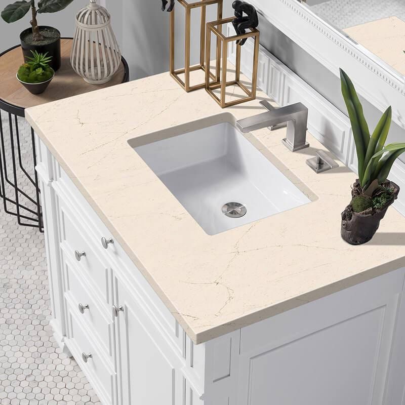 James Martin Bristol 36" Single Vanity in Bright White With Eternal Marfil Silestone Top