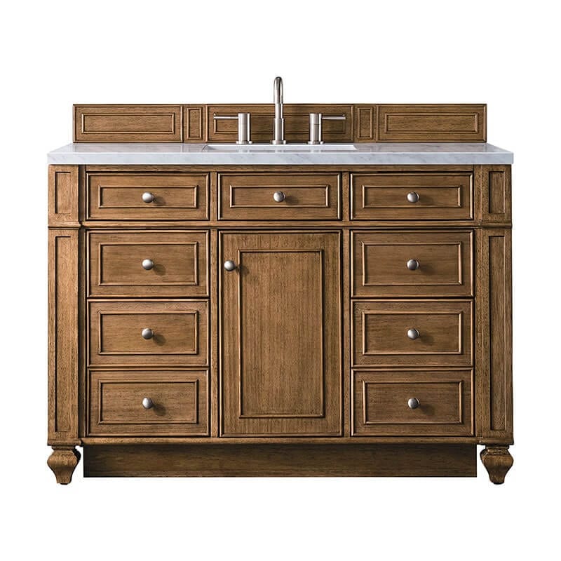 James Martin Bristol 48 Inch Single Saddle Brown With Carrara Marble Top