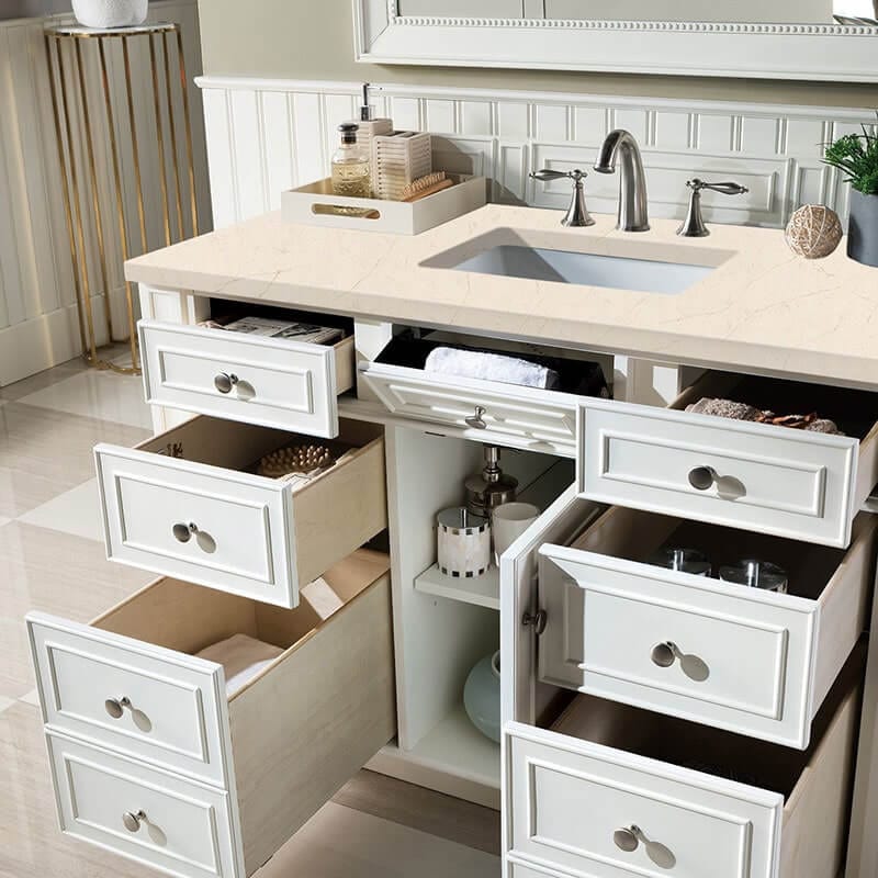 James Martin Bristol 48 Inch Single Vanity Bright White With Eternal Marfil Silestone Top