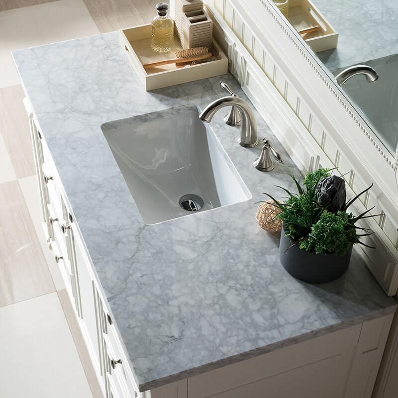 James Martin Bristol 48" Single Vanity Bright White With Carrara Marble Top