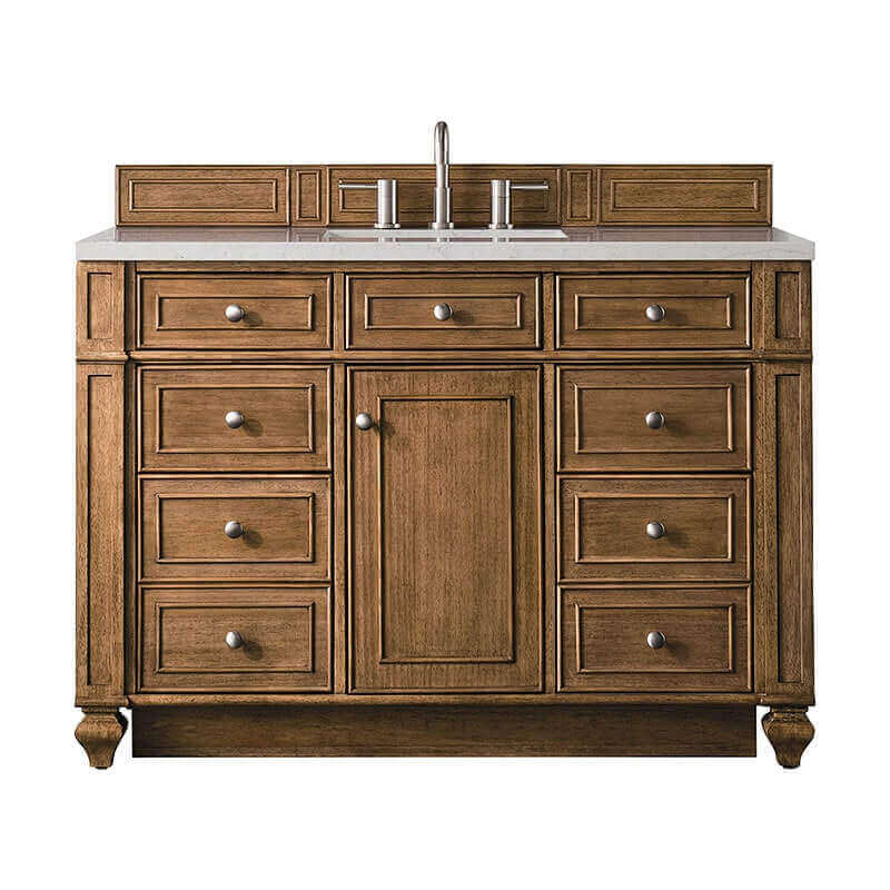 James Martin Bristol 48" Single Vanity Saddle Brown With Eternal Jasmine Pearl Silestone Top