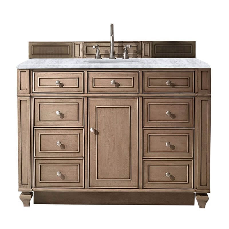 James Martin Bristol 48" Single Vanity Whitewashed Walnut With Carrara Marble Top