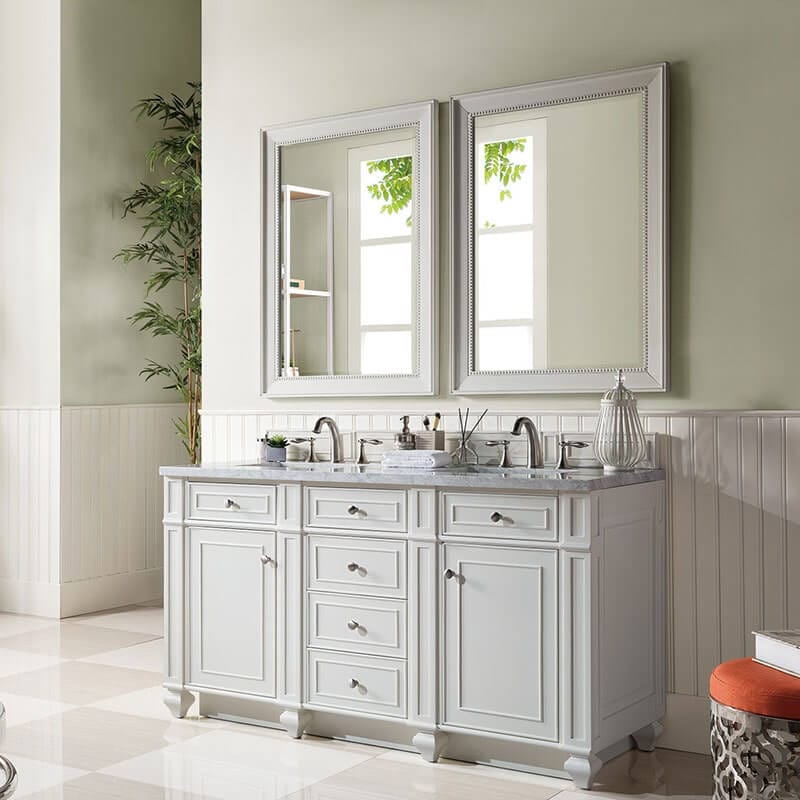 James Martin Bristol 60" Double Vanity Bright White Corner View