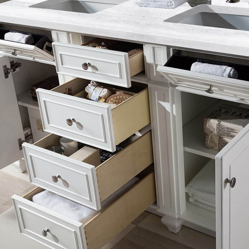 James Martin Bristol 60" Double Vanity Bright White Open Drawer