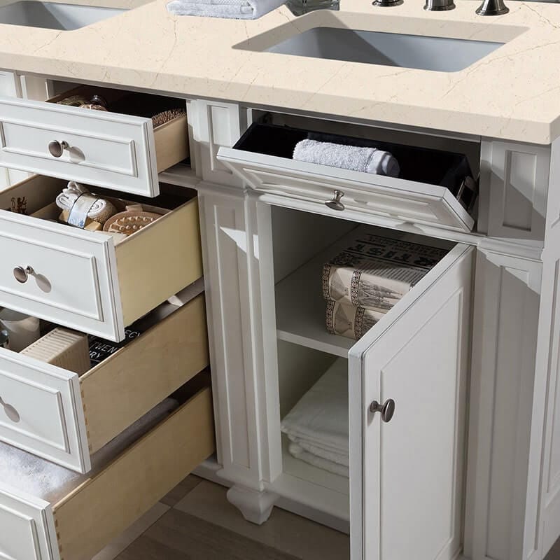 James Martin Bristol 60" Double Vanity Bright White With Eternal Marfil Silestone Top