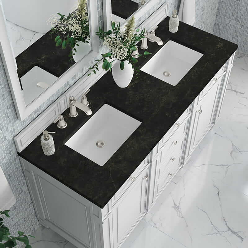 James Martin Bristol 60" Double Vanity in Bright White With Phantome Eclos Top
