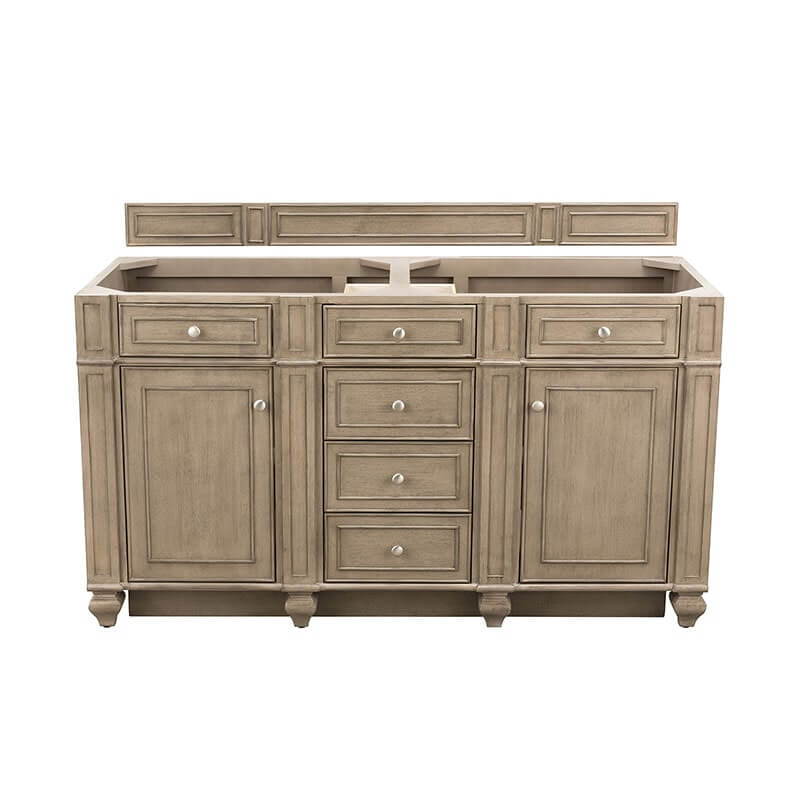 James Martin Bristol 60" Double Vanity Whitewashed Walnut Cabinet Only
