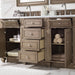 James Martin Bristol 60" Double Vanity Whitewashed Walnut Open Drawers