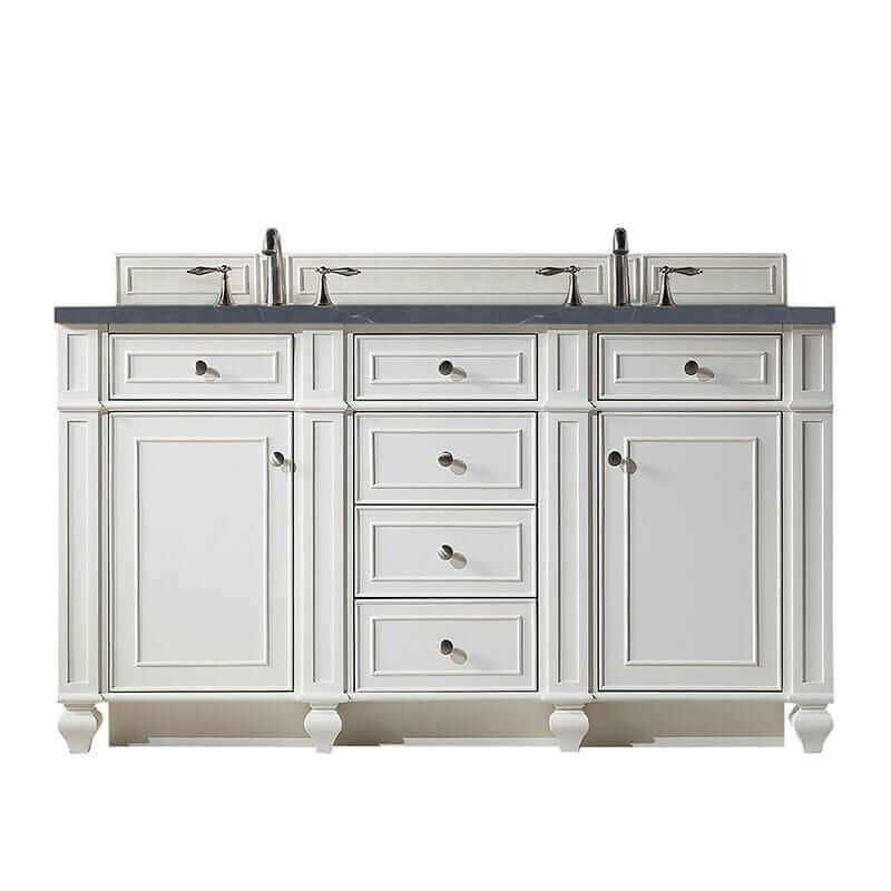 james martin bristol 60 inch double vanity bright white front view