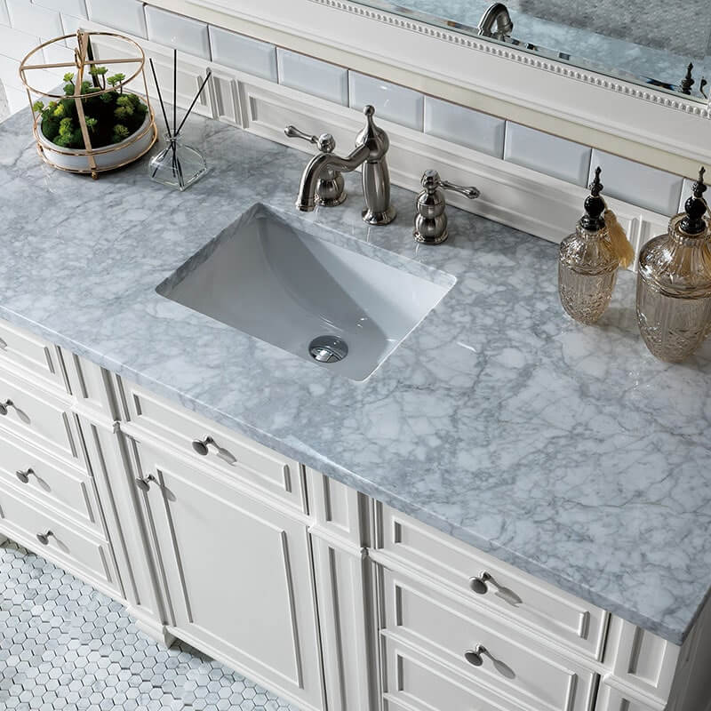 James Martin Bristol 60 Inch Single Vanity Bright White With Carrara Marble Top
