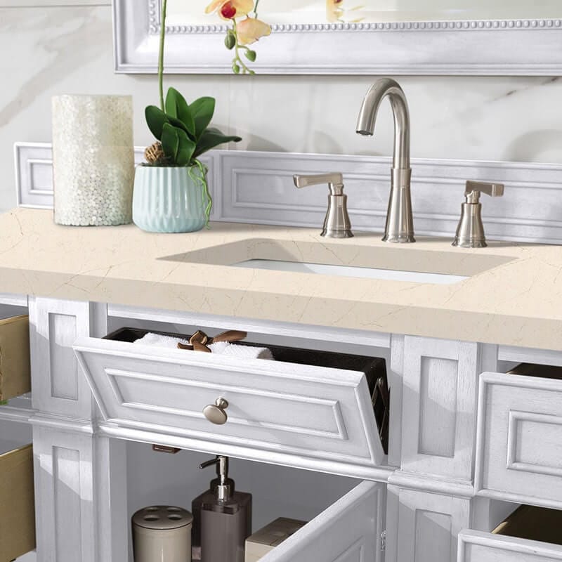 James Martin Bristol 60 Inch Single Vanity Bright White With Eternal Marfil Silestone Top