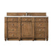 James Martin Bristol 60 Inch Single Vanity Saddle Brown With White Zeus Silestone Top