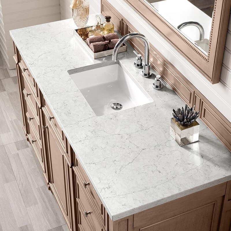 James Martin Bristol 60 Inch Single Vanity Whitewashed Walnut With Eternal Jasmine Pearl Silestone Top
