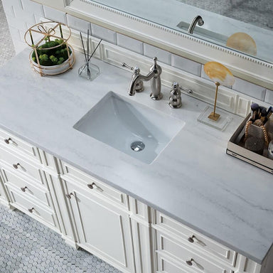 James Martin Bristol 60" Single Vanity Bright White With Arctic Fall Solid Surface Top