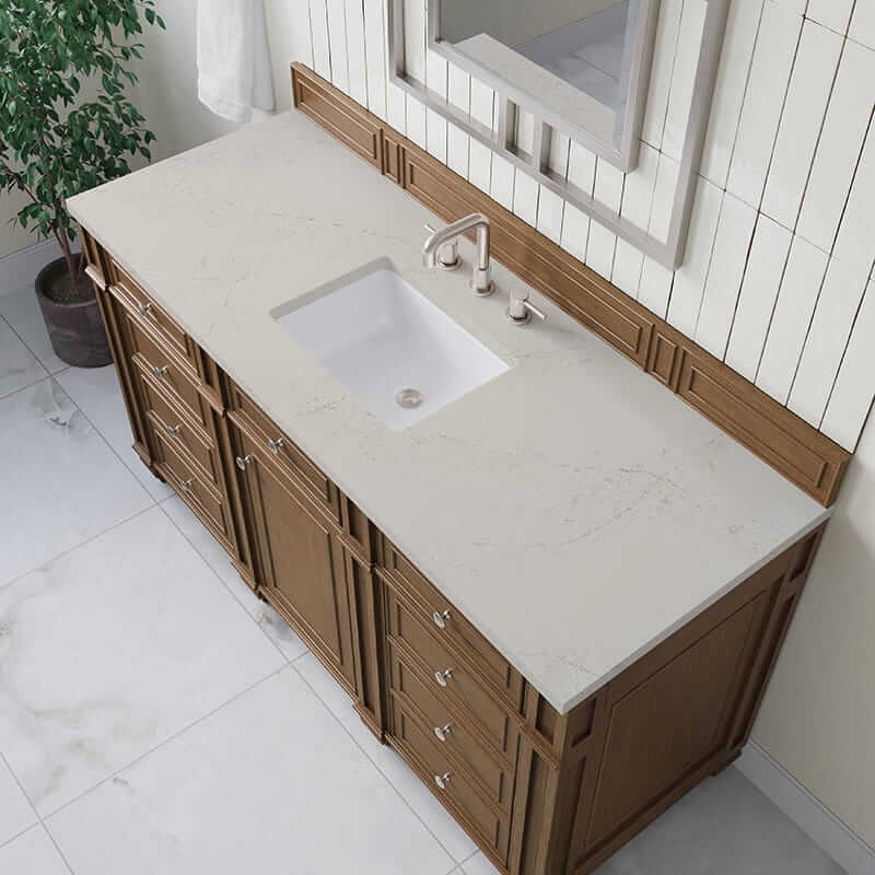 James Martin Bristol 60" Single Vanity in Saddle Brown With Siberian Silestone Top