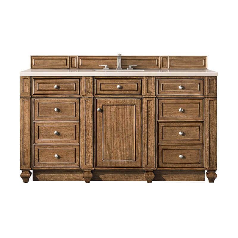 James Martin Bristol 60" Single Vanity Saddle Brown With Eternal Marfil Silestone Top
