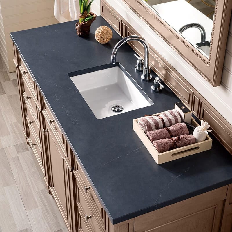 James Martin Bristol 60" Single Vanity Whitewashed Walnut With Charcoal Soapstone Silestone Top