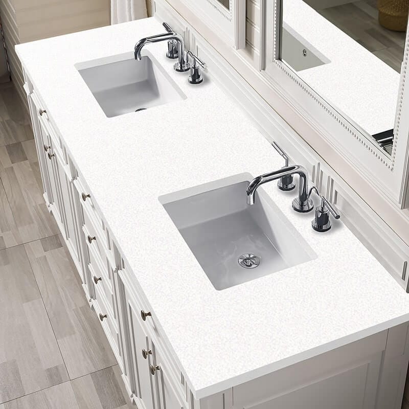 James Martin Bristol 72" Double Vanity Bright White With White Zeus Silestone Top