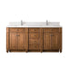 James Martin Bristol 72" Double Vanity Saddle Brown With Single Hole Faucet White Zeus Silestone Top Backsplash