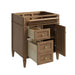 James Martin Brittany 30 Inch Single Vanity in Pecan Corner View Open Drawers