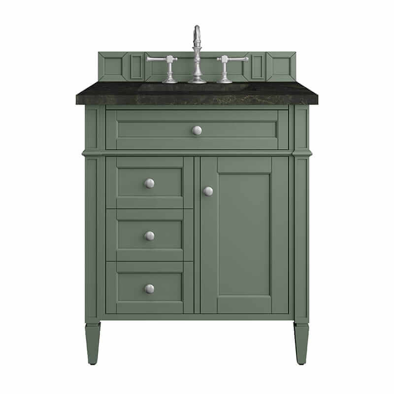 James Martin Brittany 30 Inch Single Vanity in Smokey Celadon With Phantome Eclos Top