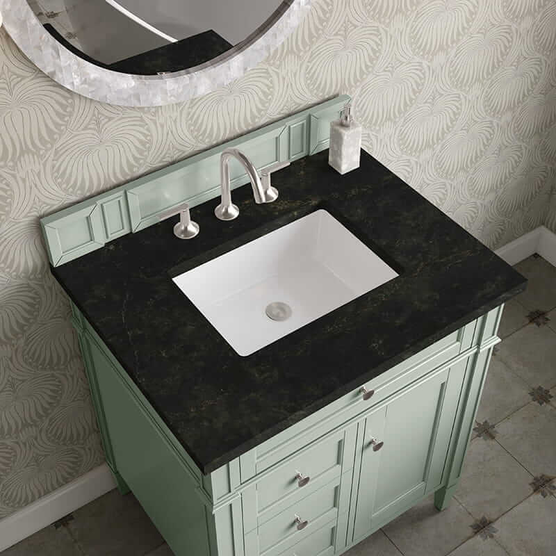 James Martin Brittany 30" Single Vanity in Sage Green With Phantome Eclos Top