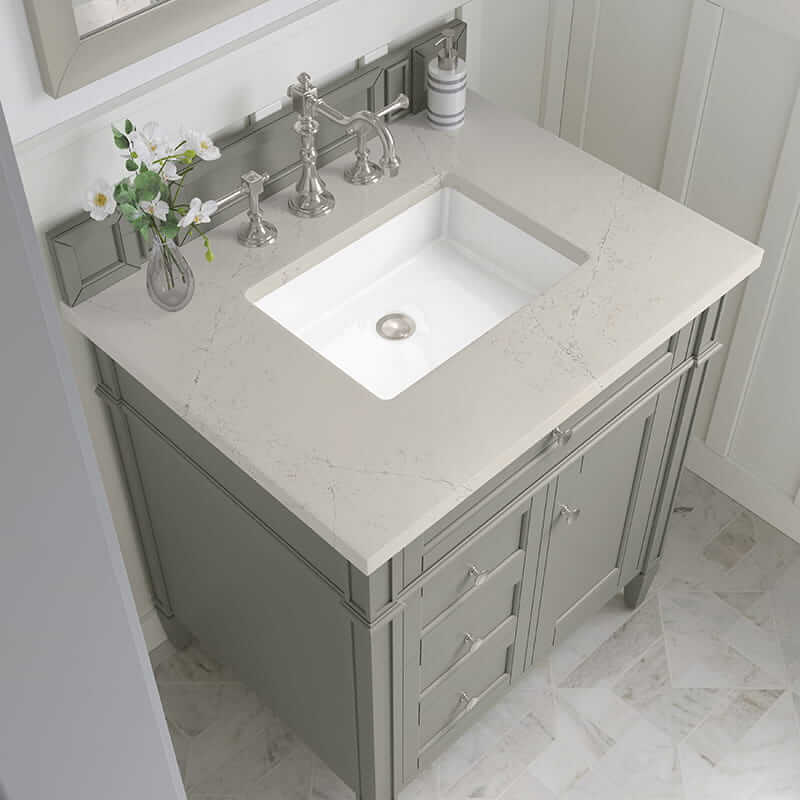 James Martin Brittany 30" Single Vanity in Urban Gray With Siberian Silestone Top