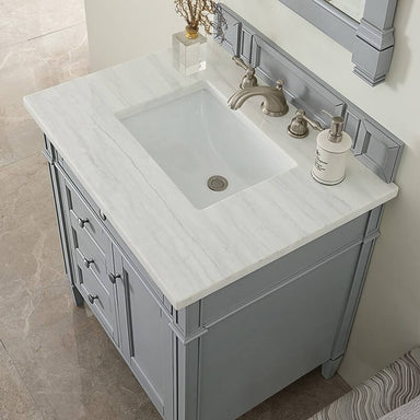 James Martin Brittany 30" Single Vanity Urban Gray With Arctic Fall Solid Surface Top