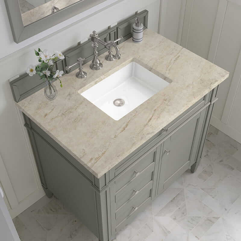 James Martin Brittany 36 Inch Single Vanity in Urban Gray With Tajnar Eclos Top