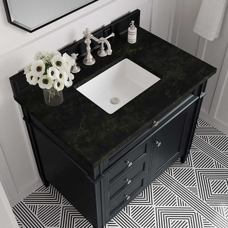 James Martin Brittany 36" Single Vanity in Black Onyx With Phantome Eclos Top