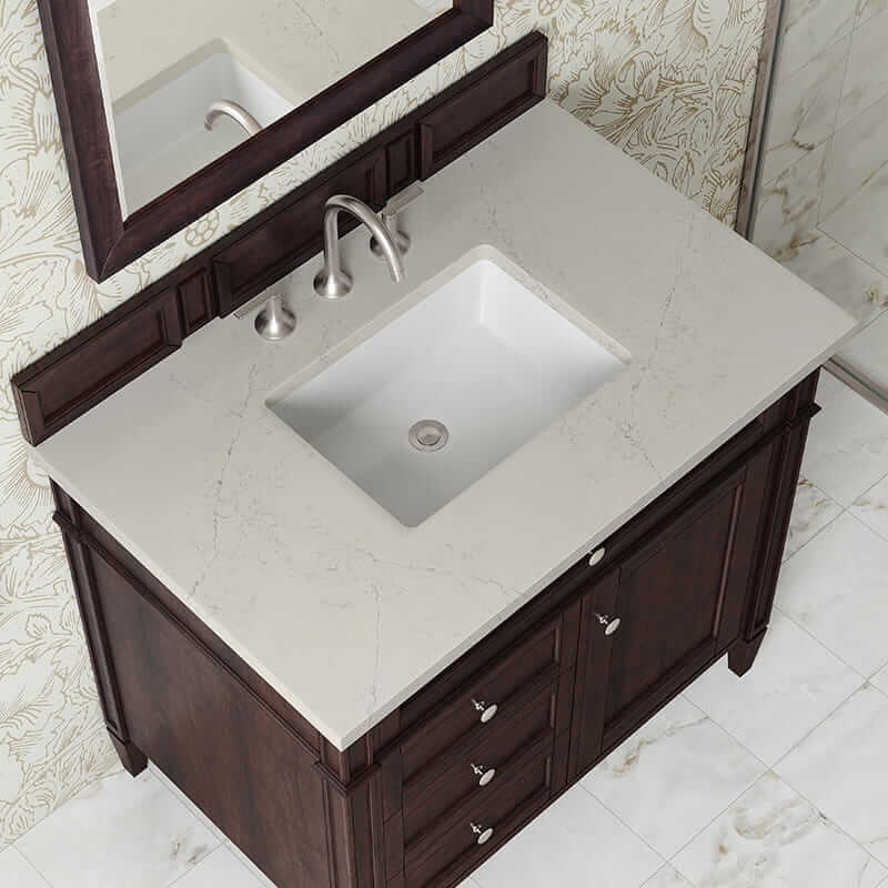 James Martin Brittany 36" Single Vanity in Burnished Mahogany With Siberian Silestone Top