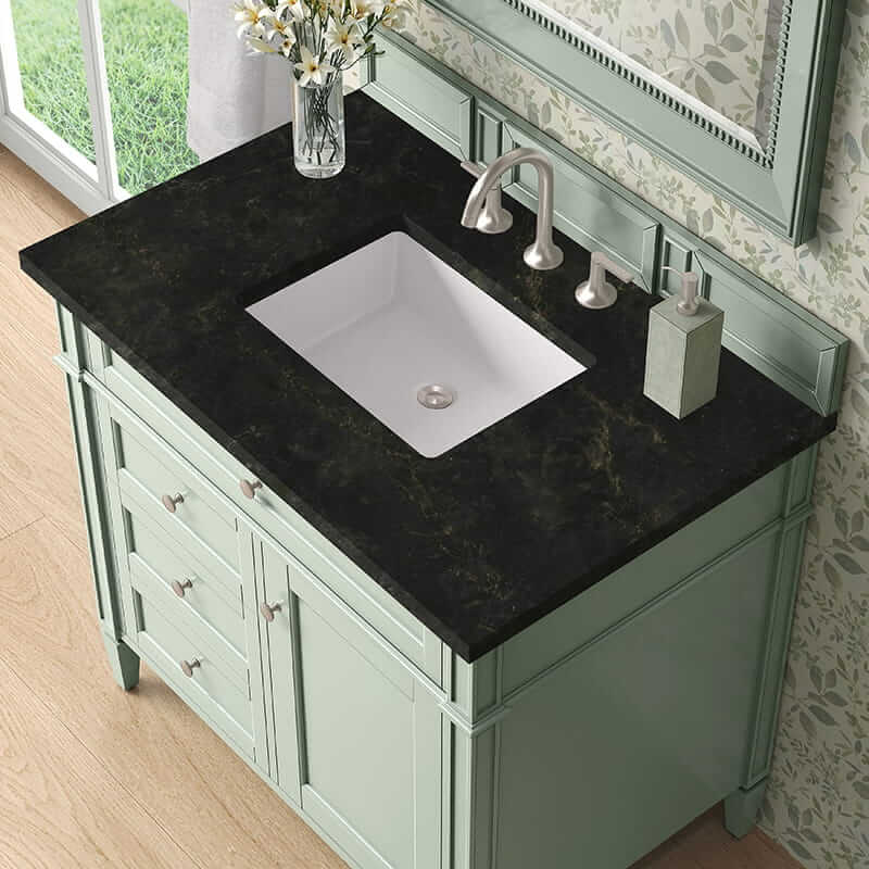James Martin Brittany 36" Single Vanity in Sage Green With Phantome Eclos Top