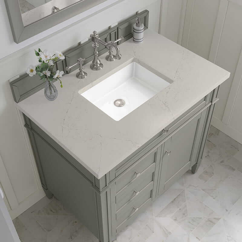 James Martin Brittany 36" Single Vanity in Urban Gray With Siberian Silestone Top