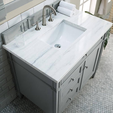 James Martin Brittany 36" Single Vanity Urban Gray With Arctic Fall Solid Surface Top
