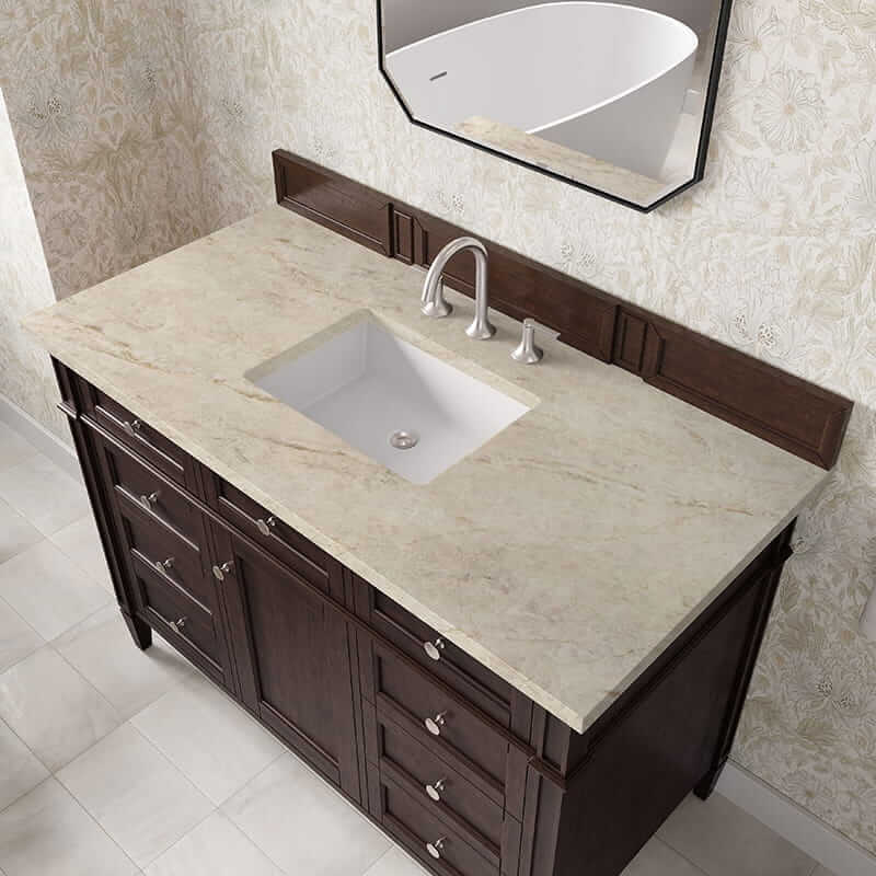 James Martin Brittany 48 Inch Single Vanity in Burnished Mahogany With Tajnar Eclos Top