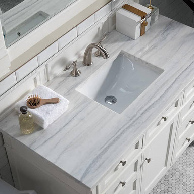 James Martin Brittany 48" Single Vanity Bright White With Arctic Fall Solid Surface Top