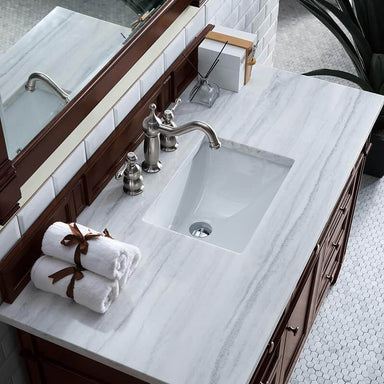 James Martin Brittany 48" Single Vanity Burnished Mahogany With Arctic Fall Solid Surface Top
