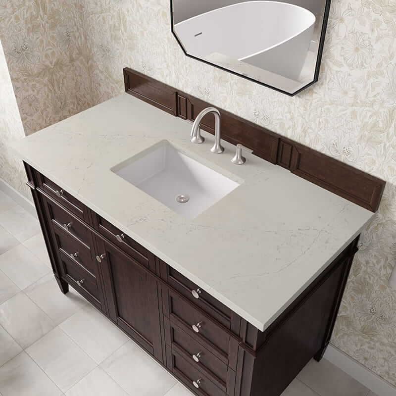 James Martin Brittany 48" Single Vanity in Burnished Mahogany With Siberian Silestone Top