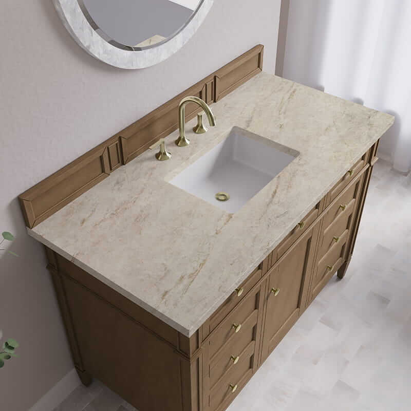 James Martin Brittany 48" Single Vanity in Pecan With Tajnar Eclos Top