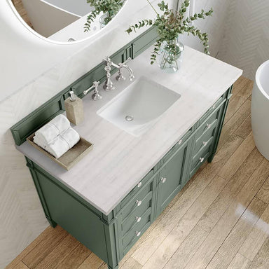 James Martin Brittany 48" Single Vanity Smokey Celadon With Arctic Fall Top