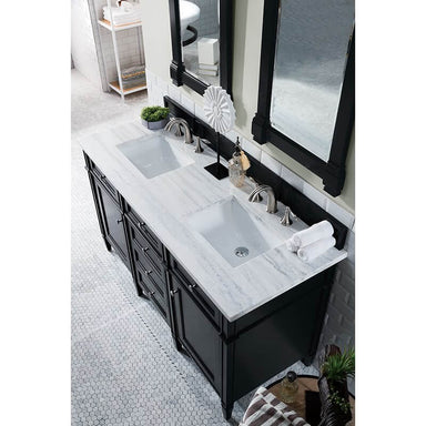 James Martin Brittany 60" Double Vanity Black Onyx With Arctic Fall Solid Surface Top