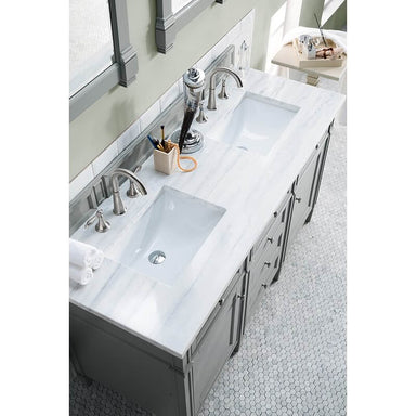 James Martin Brittany 60" Double Vanity Urban Gray With Arctic Fall Solid Surface Top