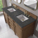 James Martin Brittany 60 Inch Double Vanity in Pecan With Parisien Bleu Silestone Top