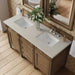 James Martin Brittany 60 Inch Double Vanity in Saddle Brown With Siberian Silestone Top
