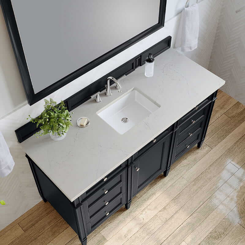 James Martin Brittany 60 Inch Single Vanity in Black Onyx Siberian Silestone Top