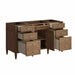 James Martin Brittany 60 Inch Single Vanity in Pecan Corner View Open Drawers