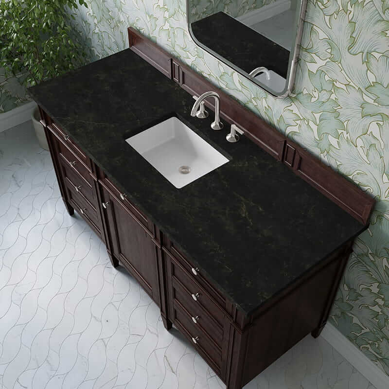 James Martin Brittany 60" Single Vanity in Burnished Mahogany With Phantome Eclos Top