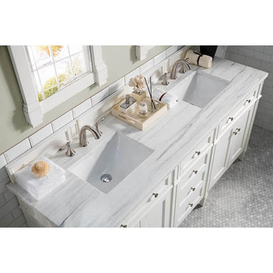 James Martin Brittany 72" Double Vanity Bright White With Arctic Fall Solid Surface Top